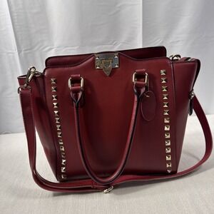 Ann Creek Gold Studded Red Satchel